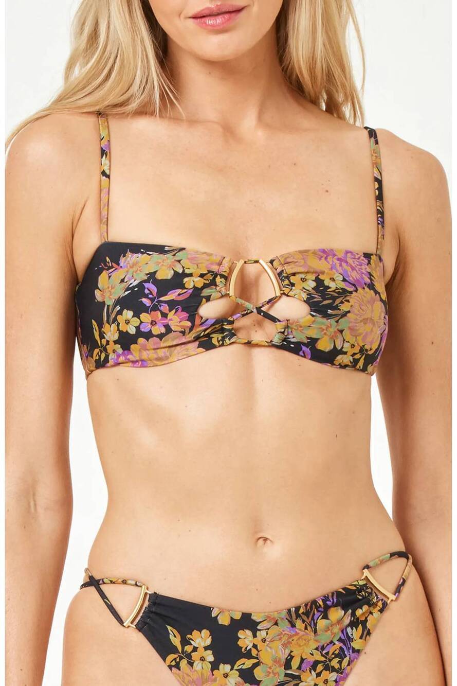 NEW L*SPACE byron bay bralette bikini top in black multi